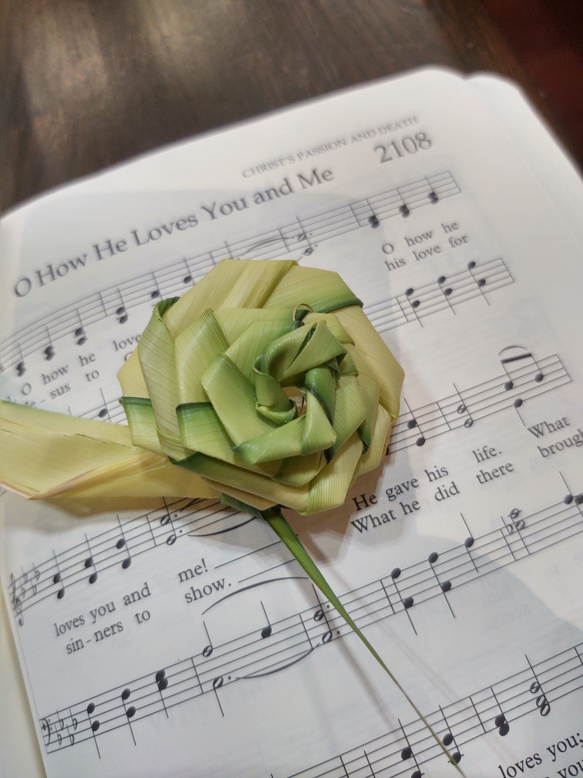 Palm leaf crafted into a Rose